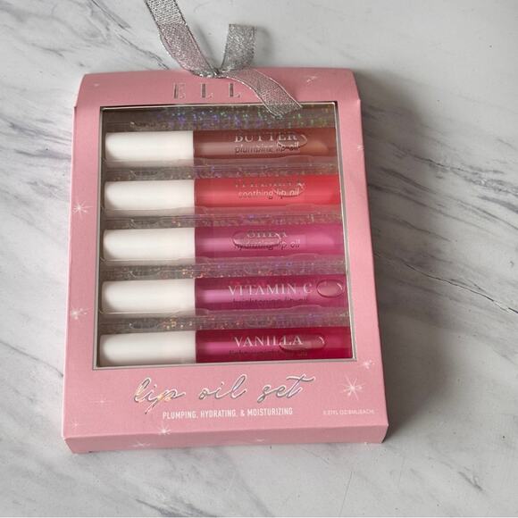 ELLE Makeup Beauty Accessories Five Piece Tinted Lip Hydrating Lip Oil Set  New - Picture 1 of 5